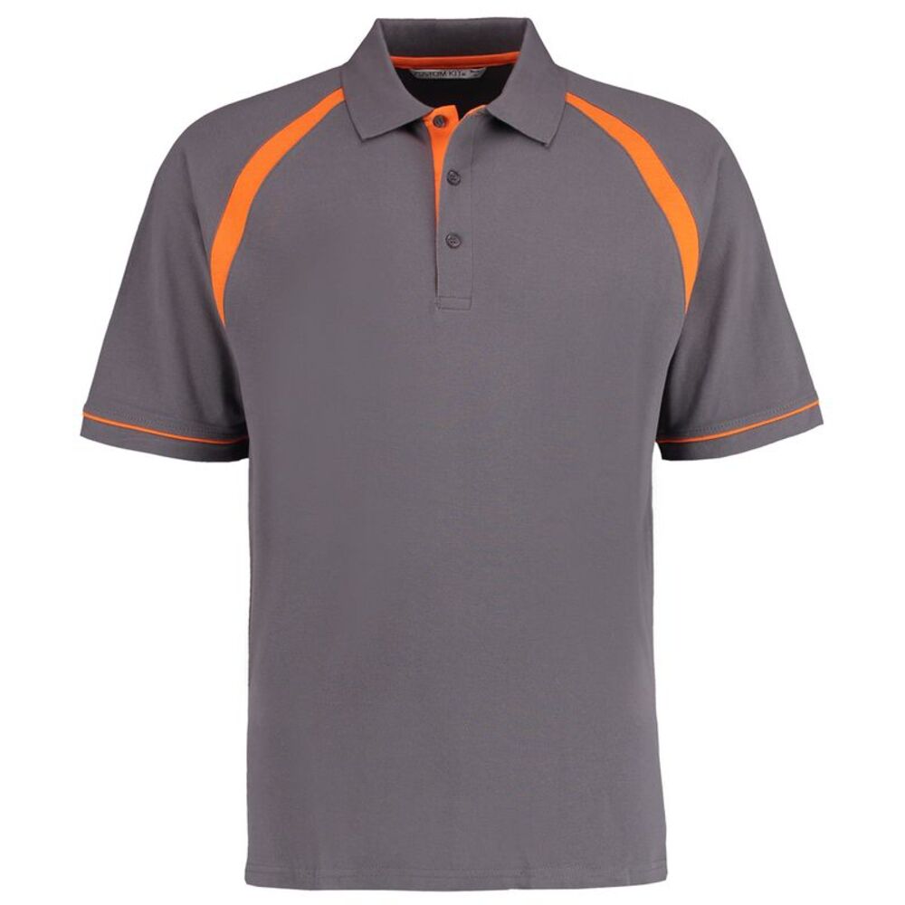 Kustom Kit Oak Hill Mens Polo Shirt / Charcoal/Orange